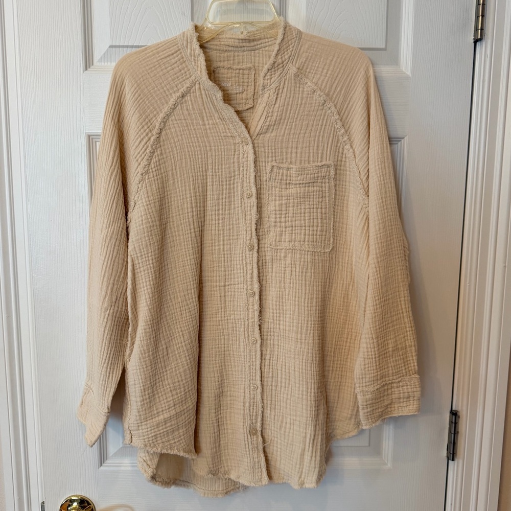 Aerie Cream Gauze Long Sleeve